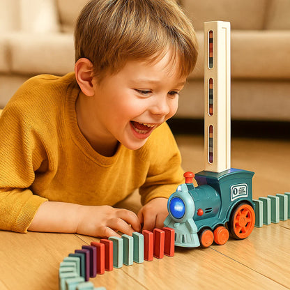 Domino-Zugspielzeug für Kinder ⎜ Automatische Gleisverlegung mit Licht und Sound für kreativen Lernspaß