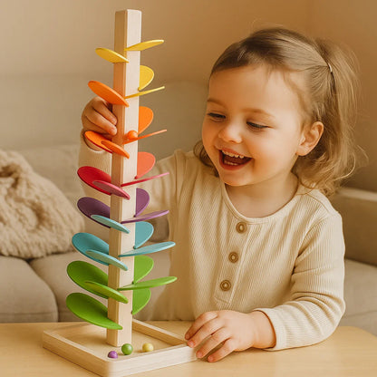 Holzkugelbaum für Kinder ⎜ Buntes Musikspielzeug für motorische Fähigkeiten und frühkindliches Lernen