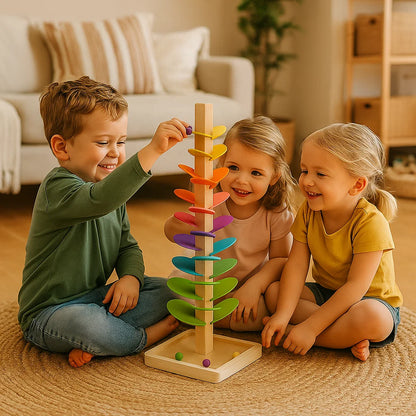 Holzkugelbaum für Kinder ⎜ Buntes Musikspielzeug für motorische Fähigkeiten und frühkindliches Lernen