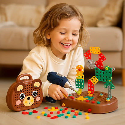 Bohrspielset für Kinder ⎜ Lernwerkzeugkasten mit Elektroschrauber zum Bauen und Rollenspielen