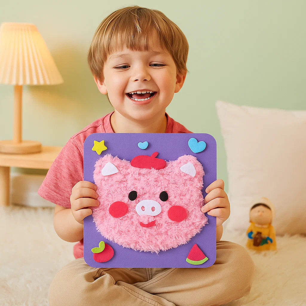 DIY-Bastelset für Kinder zum Thema Tiere ⎜ Kreatives Set zum Selbermachen mit Cartoon-Aufklebern für spielerisches Lernen und Spaß