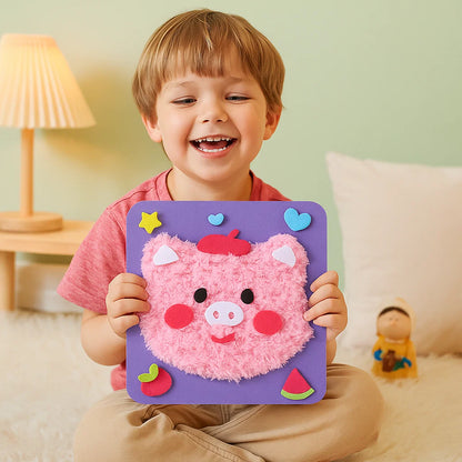 DIY-Bastelset für Kinder zum Thema Tiere ⎜ Kreatives Set zum Selbermachen mit Cartoon-Aufklebern für spielerisches Lernen und Spaß