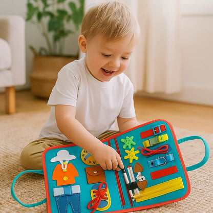 Montessori-Beschäftigungsbrett für Kleinkinder ⎜ Filz-Aktivitätsbuch zum Erlernen von Zahlen, Buchstaben und motorischen Fähigkeiten