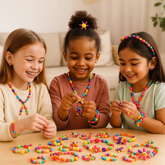Pop Beads Set für Kinder ⎜ Buntes DIY-Schmuckset für kreatives Spielen und die Entwicklung der Feinmotorik