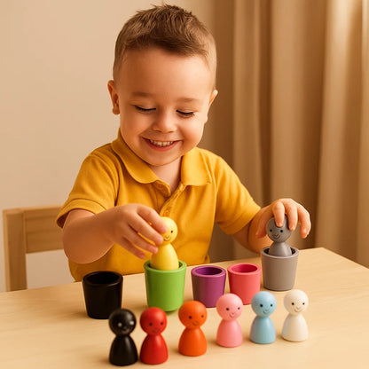 Farbsortierende Steckpuppen für Kinder ⎜ Lernspielzeug zum Zuordnen, Stapeln und Trainieren der Feinmotorik