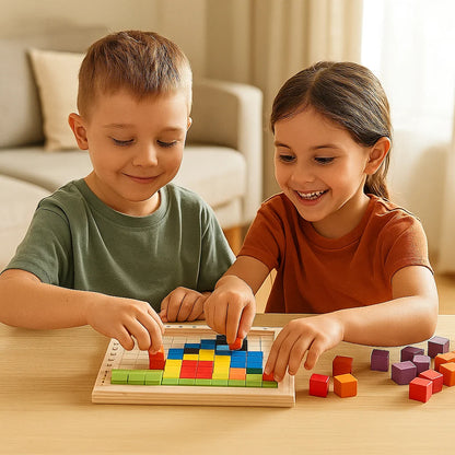 Holzpixel-Puzzlespiel für Kinder ⎜ Farbsortierblöcke mit Gitterbrett für Logik und Mustererkennung