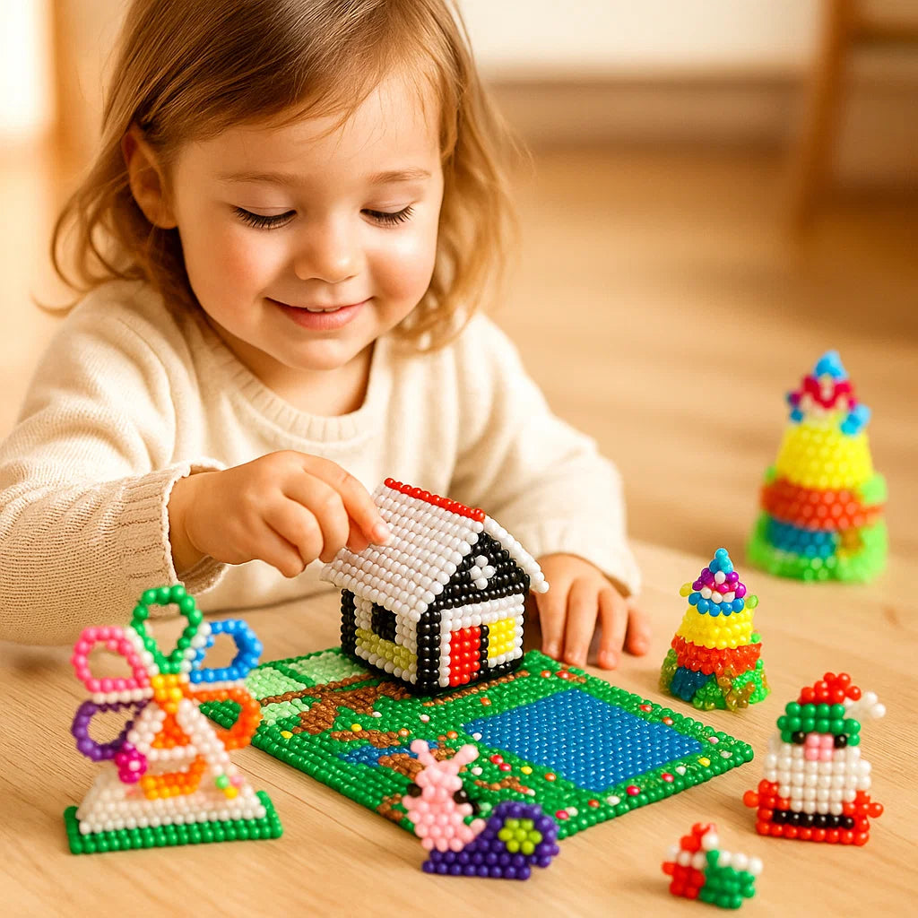 DIY-Wasserperlen-Bastelset für Kinder ⎜ Kreatives Lernspielzeug zum Bauen von bunten 3D-Formen und -Designs