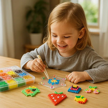 DIY-Wasserperlen-Bastelset für Kinder ⎜ Kreatives Lernspielzeug zum Bauen von bunten 3D-Formen und -Designs