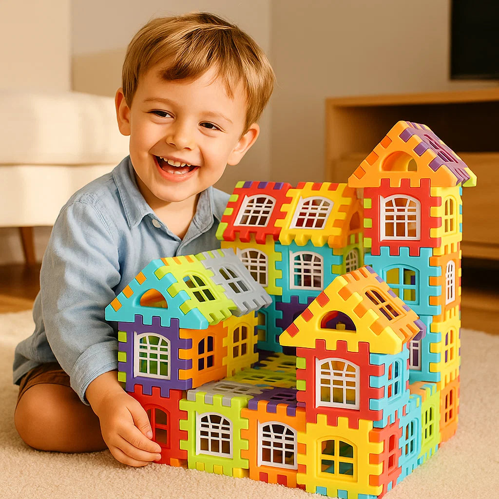 Bausteinset für Kinder ⎜ Kreatives Konstruktionsspielzeug mit Fenstern für fantasievolles Lernen und die Förderung der Feinmotorik