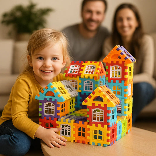 Bausteinset für Kinder ⎜ Kreatives Konstruktionsspielzeug mit Fenstern für fantasievolles Lernen und die Förderung der Feinmotorik