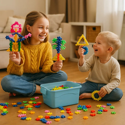 Schneeflocken-Bausteine für Kinder ⎜ Kreatives 3D-Puzzlespielzeug für pädagogischen Spaß und Feinmotorik