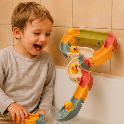 Wasserrutschen-Badespielzeug für Kleinkinder ⎜ DIY-Bahn mit Saugnäpfen und rollenden Enten für Spaß beim Baden