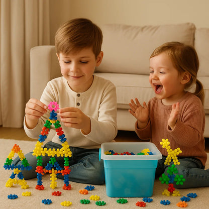 Schneeflocken-Bausteine für Kinder ⎜ Kreatives 3D-Puzzlespielzeug für pädagogischen Spaß und Feinmotorik