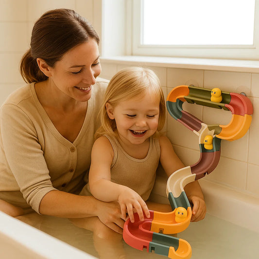 Wasserrutschen-Badespielzeug für Kleinkinder ⎜ DIY-Bahn mit Saugnäpfen und rollenden Enten für Spaß beim Baden