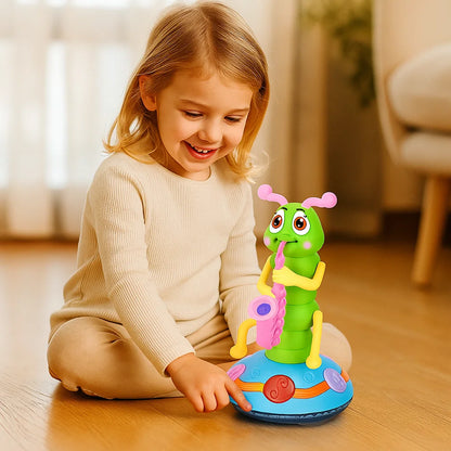 Musikalisches Krabbelspielzeug für Babys ⎜ Sich drehende Raupe mit Licht und Ton für frühes Lernen und spielerische Bewegung