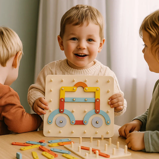 Montessori-Steckbrett-Puzzle für Kinder ⎜ Kreatives Form-Zuordnungsspielzeug mit Buchstaben und Zahlen für frühkindliches Lernen