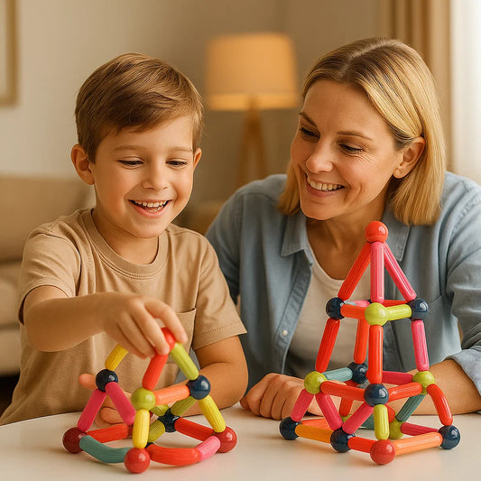 Magnetischer Baukasten für Kinder ⎜ Buntes Konstruktionsspielzeug für Kreativität, MINT-Lernen und motorische Fähigkeiten