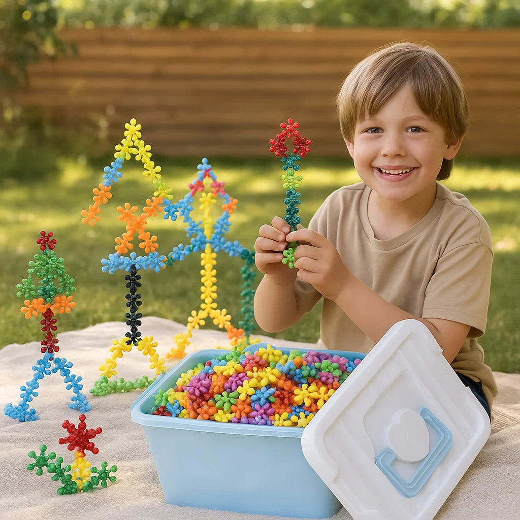 Kreative Montessori Schneeflocken Bausteine