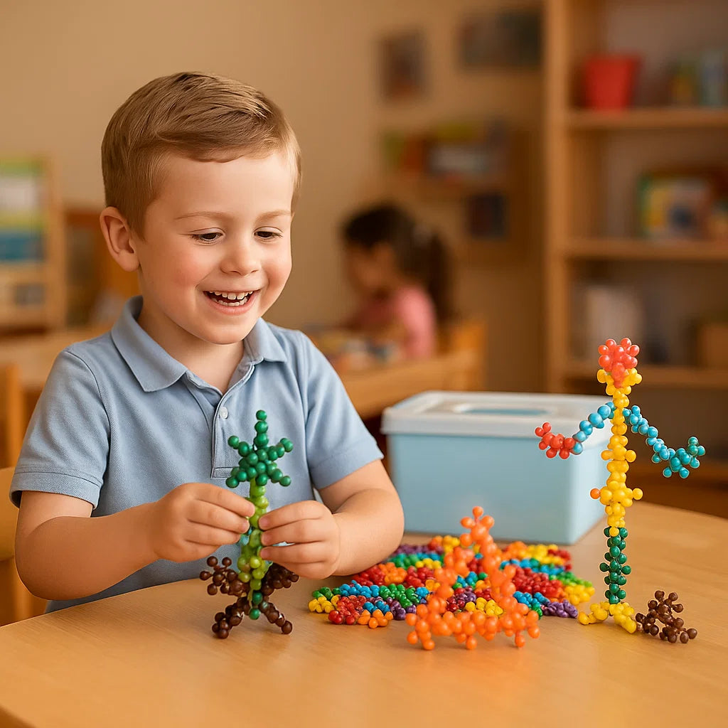 Kreative Montessori Schneeflocken Bausteine