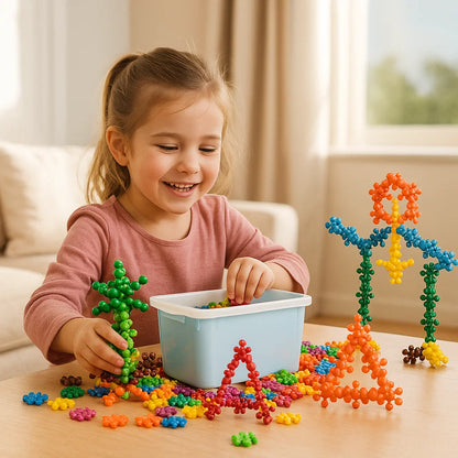 Kreative Montessori Schneeflocken Bausteine