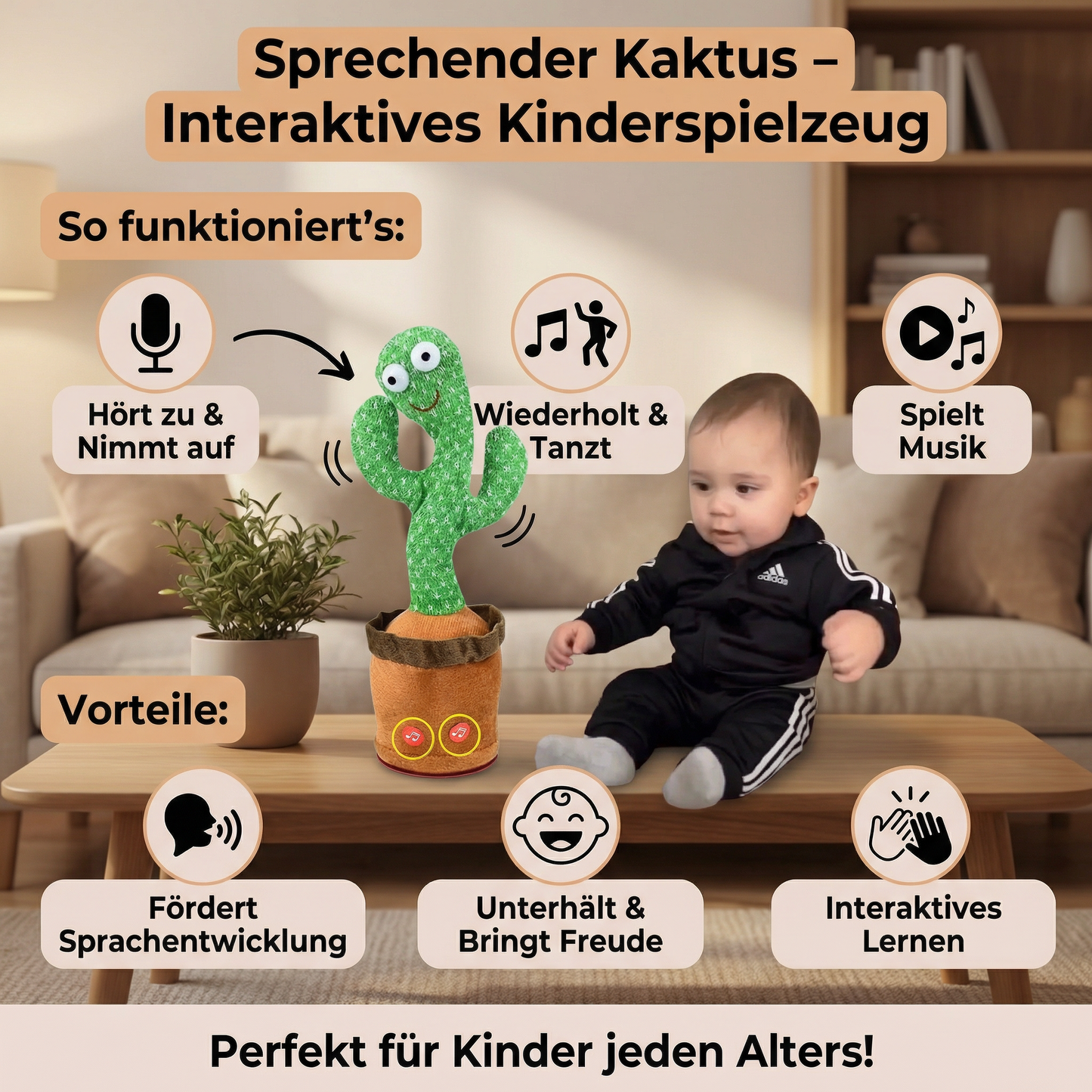 Sprechender Kaktus - Interaktives Kinderspielzeug