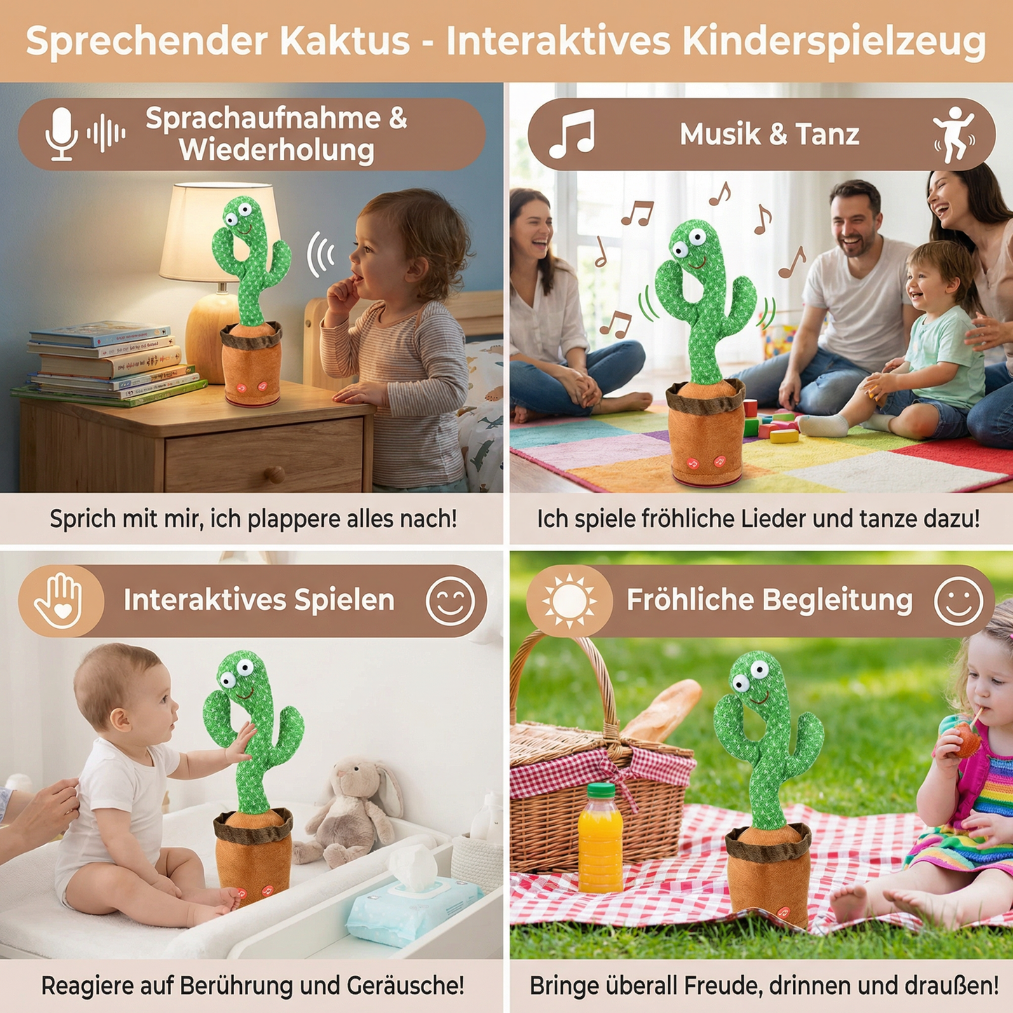 Sprechender Kaktus - Interaktives Kinderspielzeug