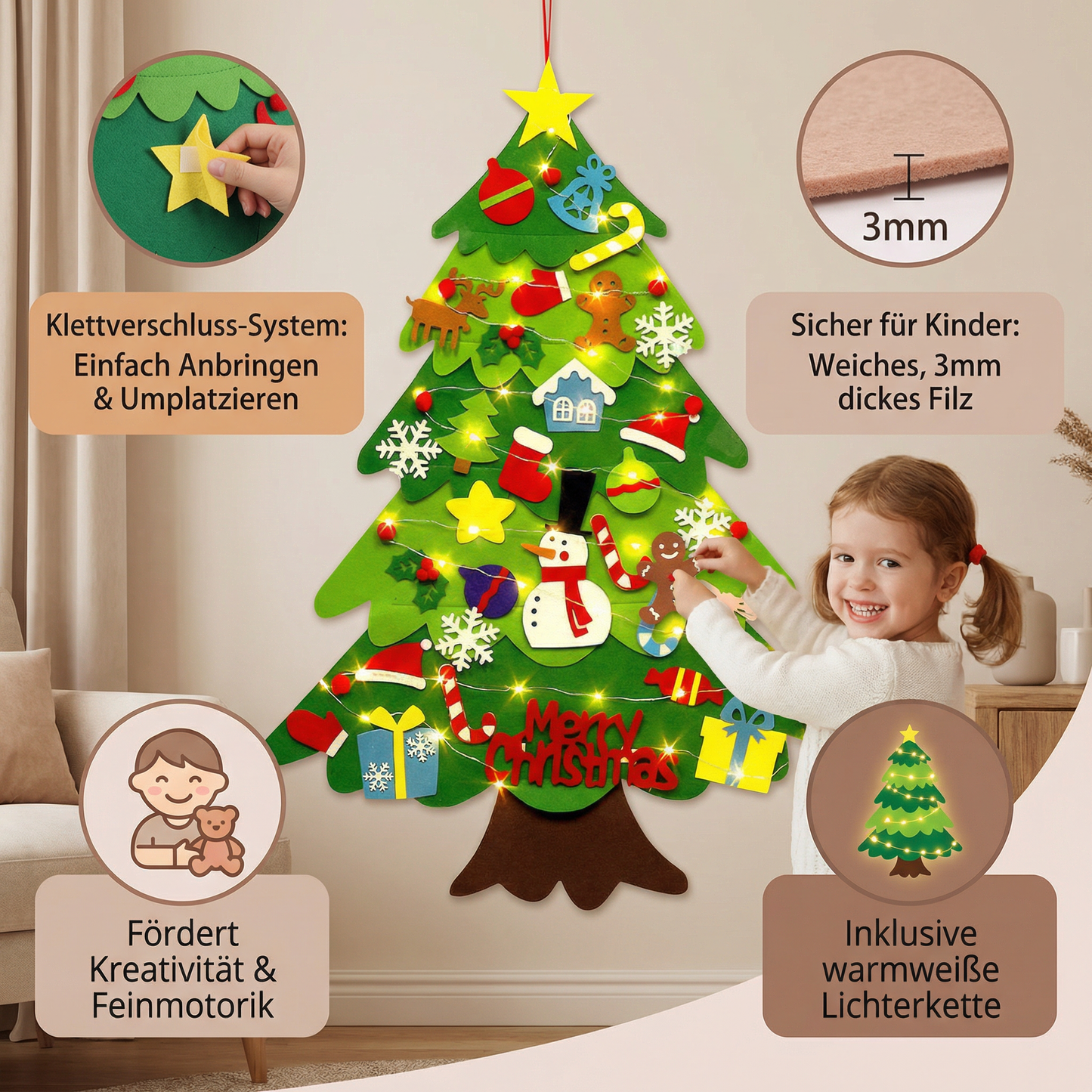 DIY-Filz-Weihnachtsbaum für Kinder