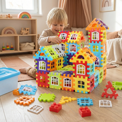 Bausteinset für Kinder ⎜ Kreatives Konstruktionsspielzeug mit Fenstern