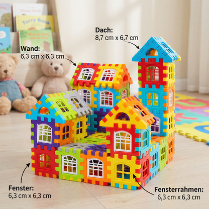 Bausteinset für Kinder ⎜ Kreatives Konstruktionsspielzeug mit Fenstern