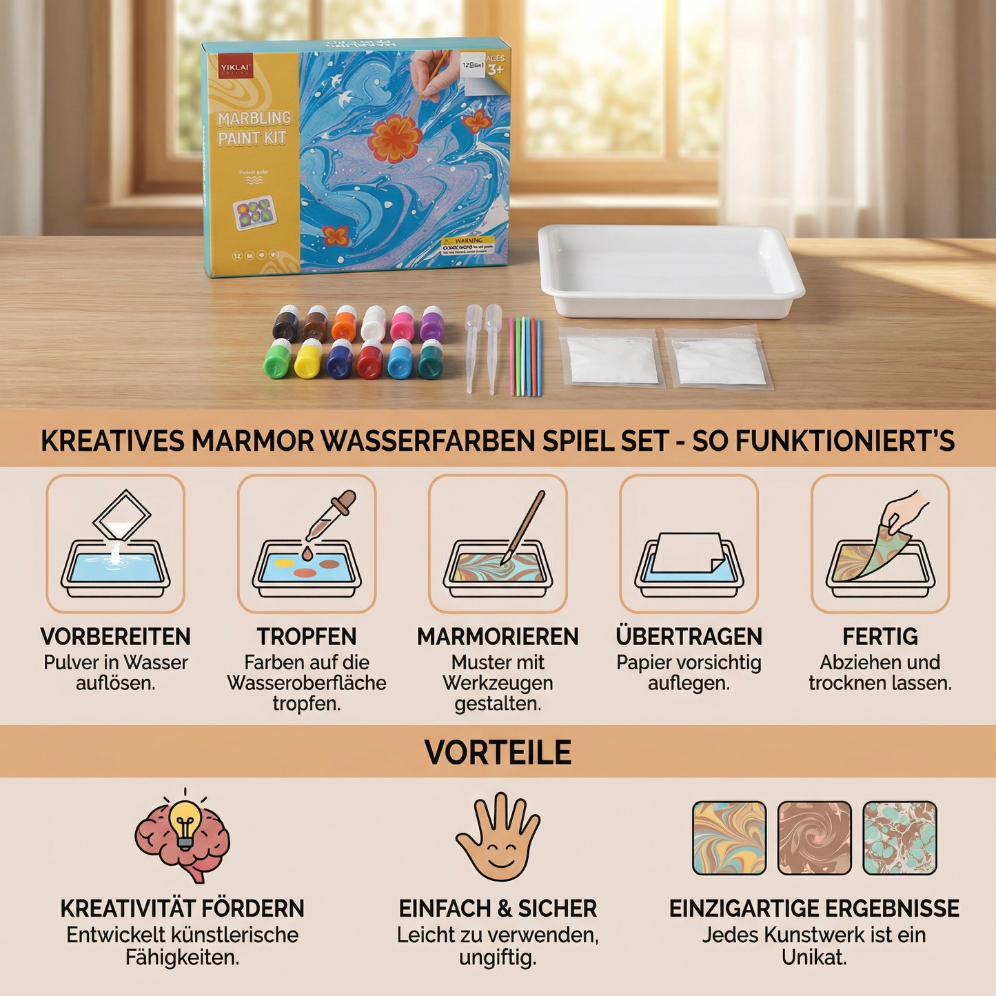 Kreatives Marmor Wasserfarben Spiel Set