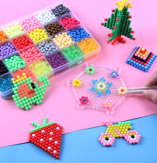 DIY-Wasserperlen-Bastelset für Kinder ⎜ Kreatives Lernspielzeug zum Bauen von bunten 3D-Formen und -Designs