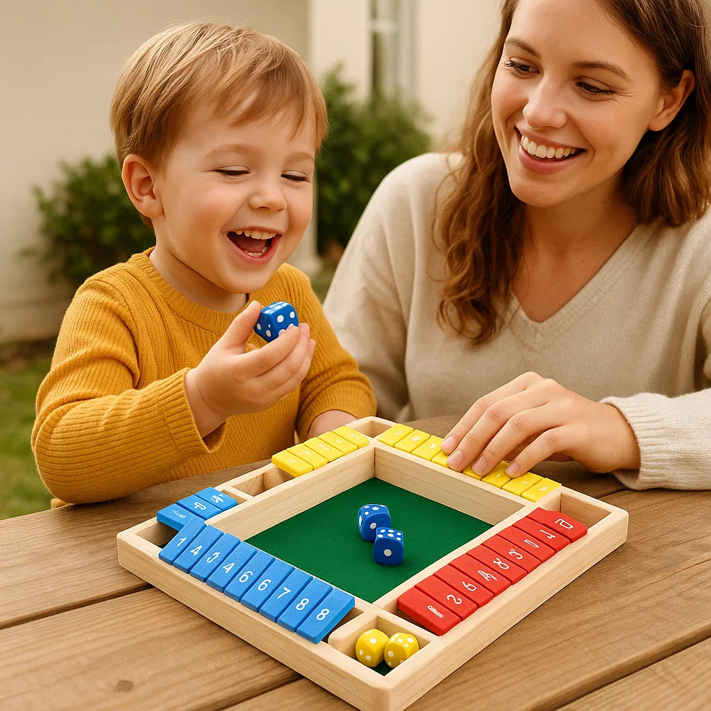 ShutTheBox Familien Klappenspiel 4 Spieler Set