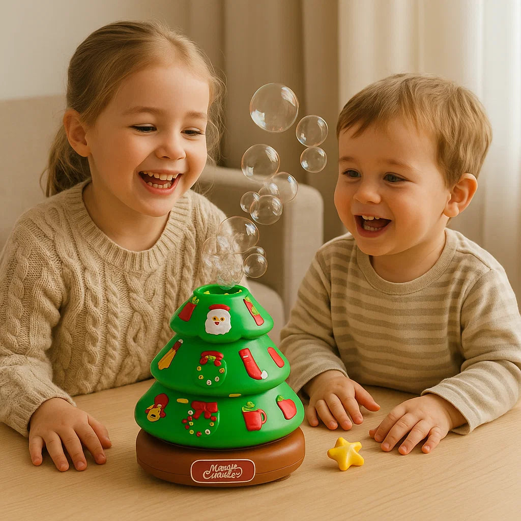 Musik Seifenblasen Weihnachtsbaum mit Sticker zum Dekorieren
