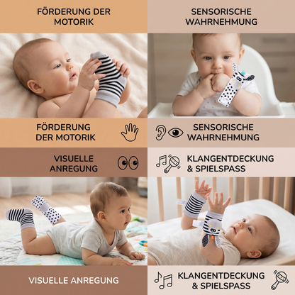 Sensorische Baby Plüschsocken und Armband