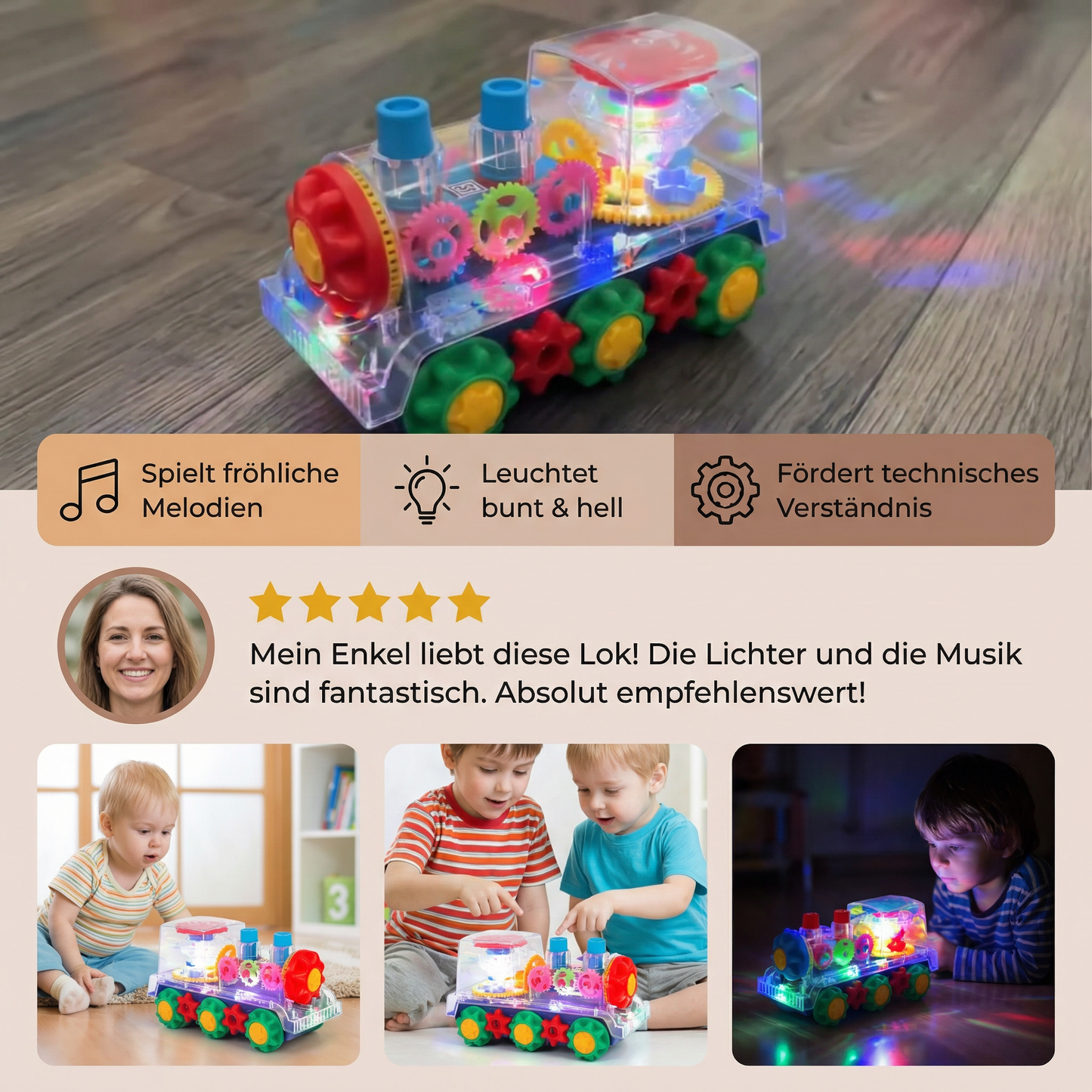 Tanzende und Leuchtende Musik Dampflokomotive