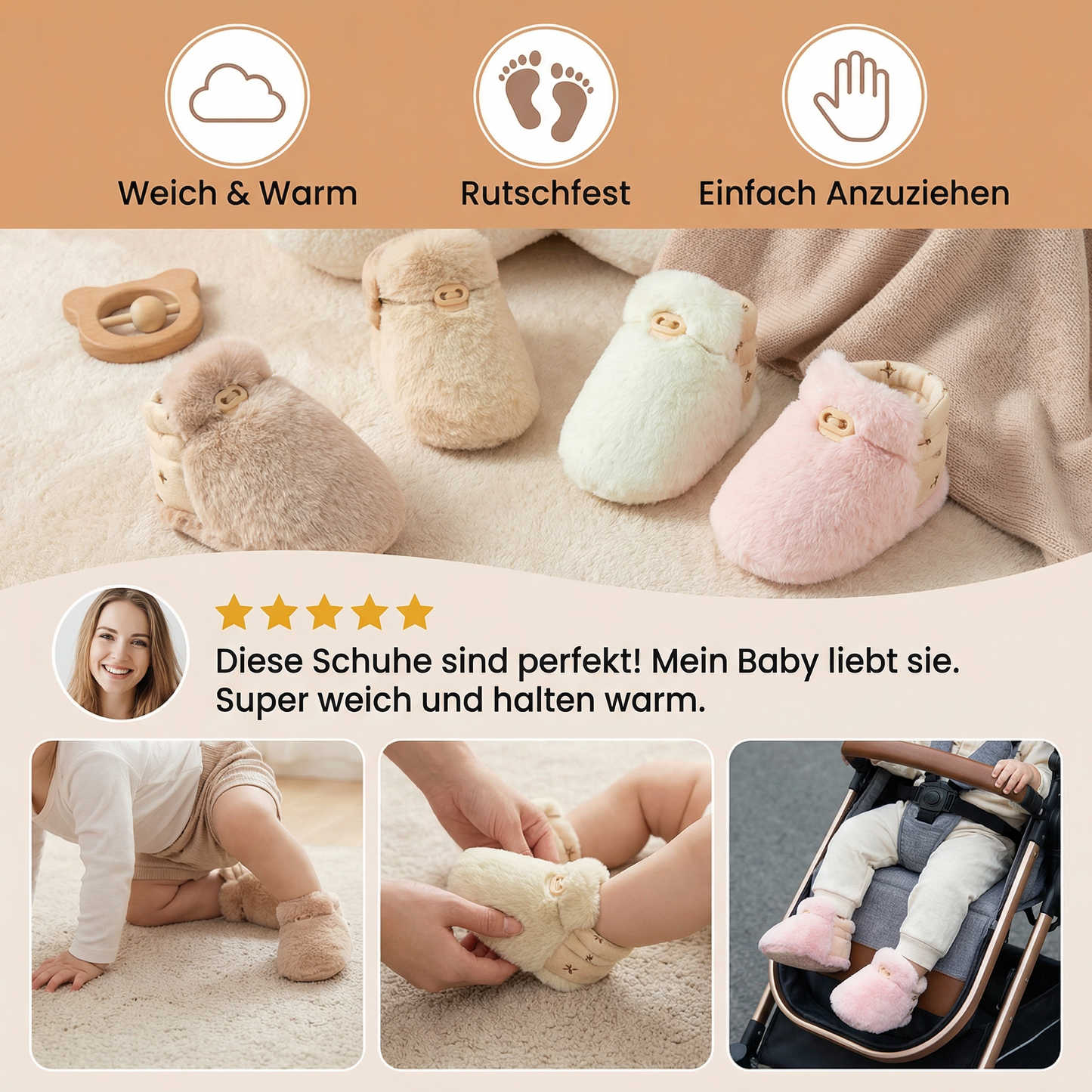 Flauschige Sockenschuhe für Babys
