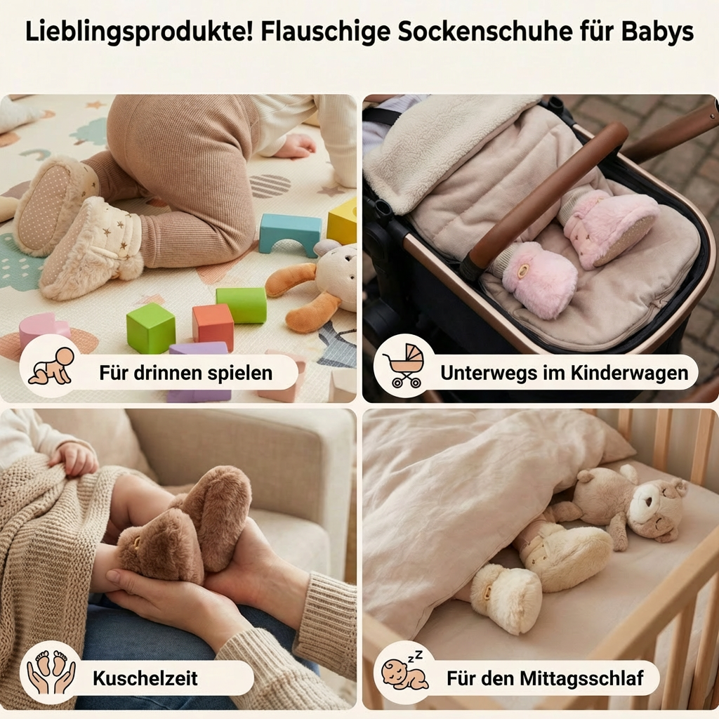 Flauschige Sockenschuhe für Babys