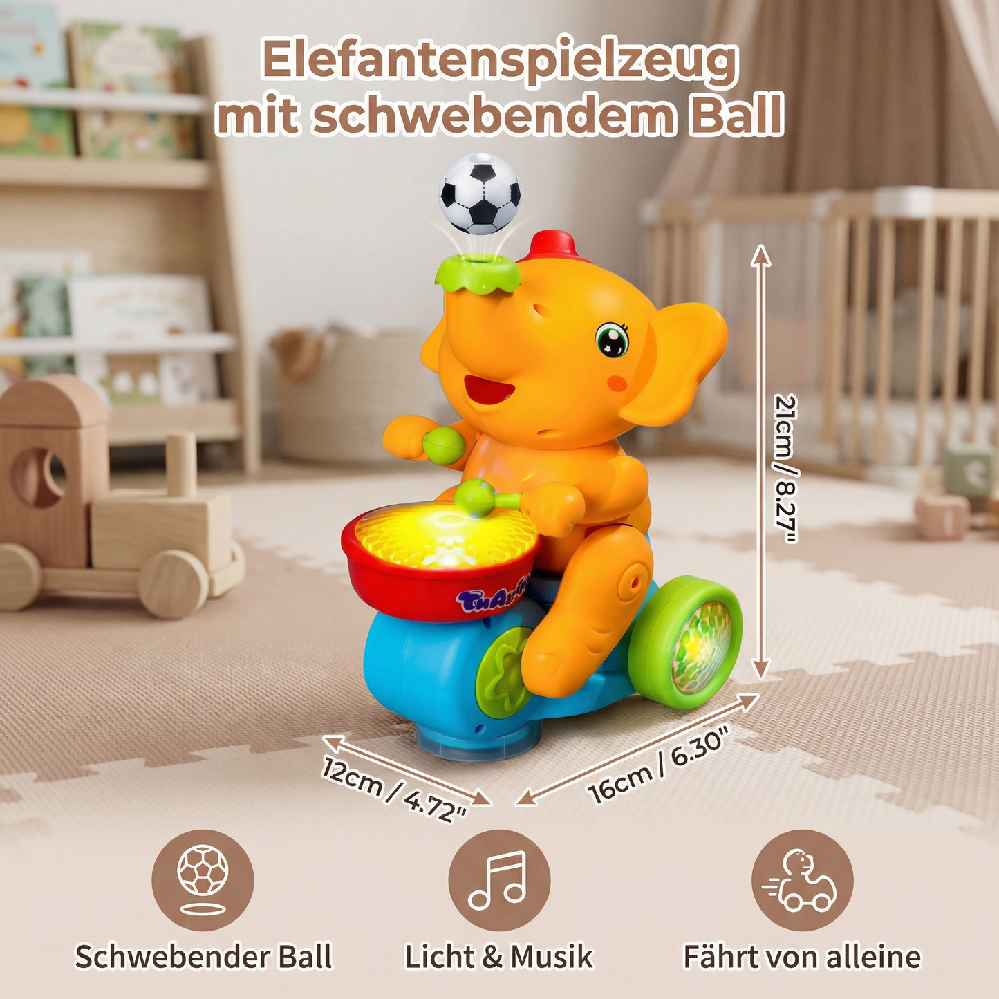 Elefantenspielzeug mit schwebendem Ball