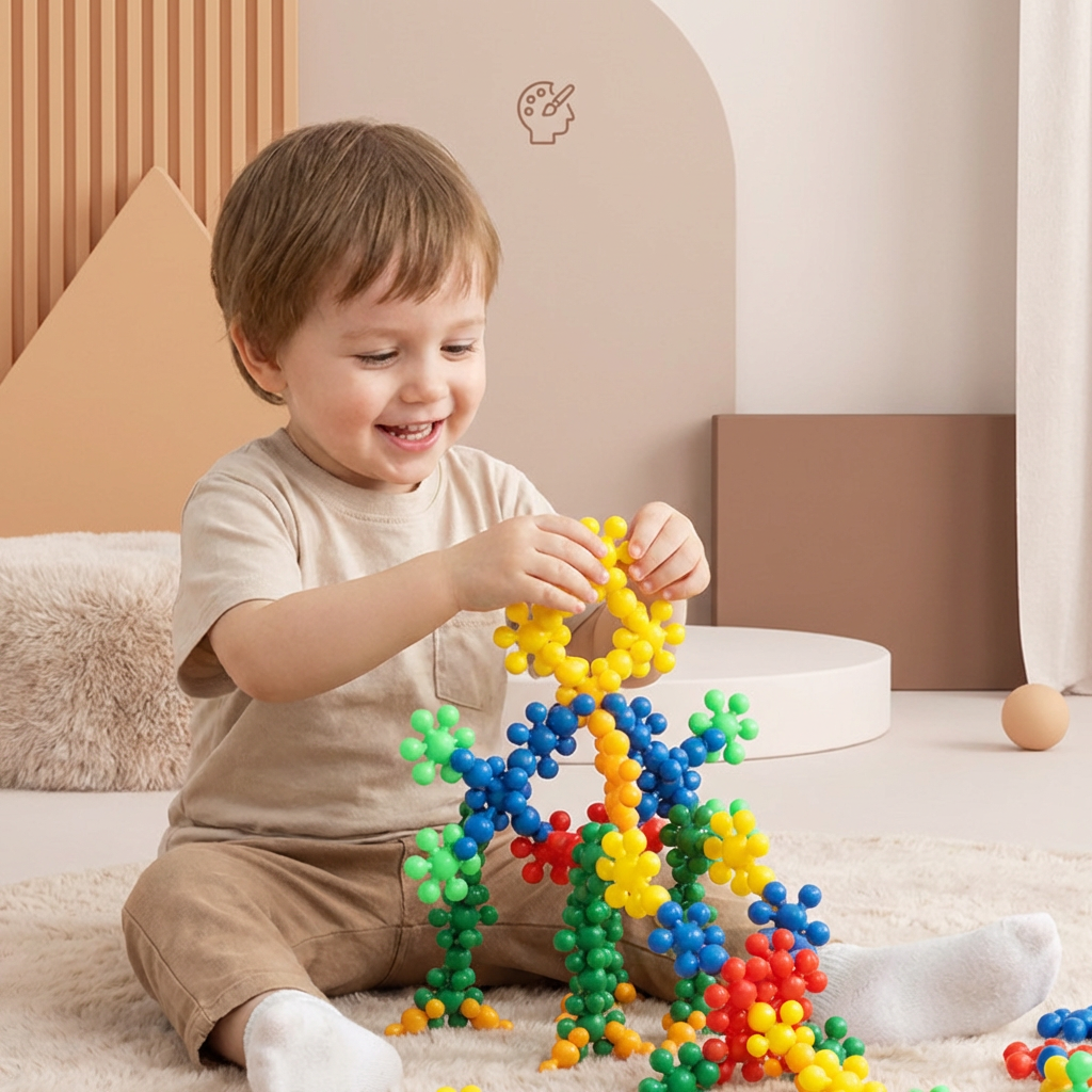 Kreative Montessori Schneeflocken Bausteine