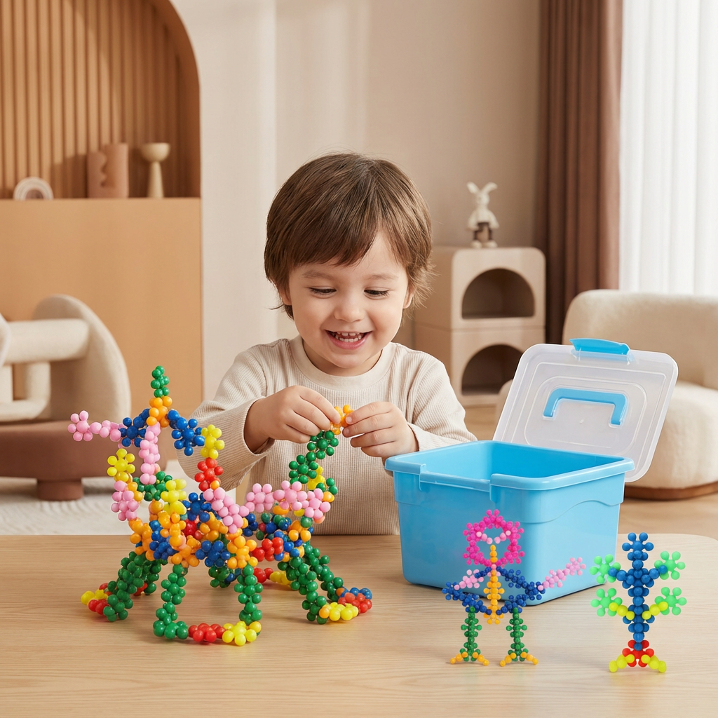 Kreative Montessori Schneeflocken Bausteine