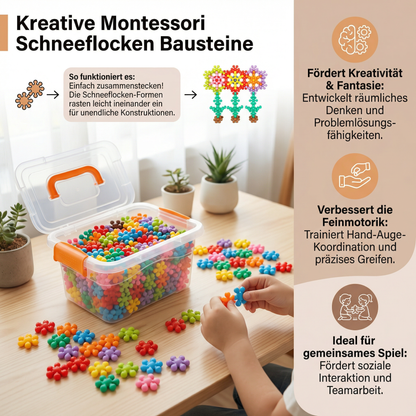 Kreative Montessori Schneeflocken Bausteine