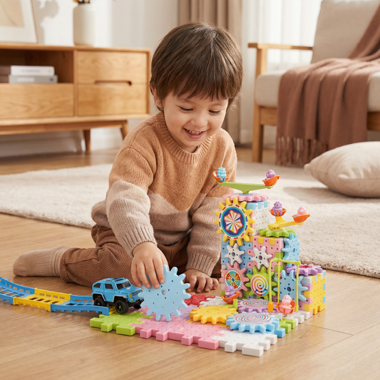 Rotierendes Montessori Zahnrad-Baustein Spielzeug