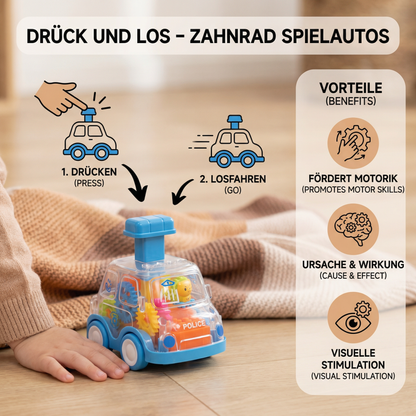 Drück und Los - Zahnrad Spielautos