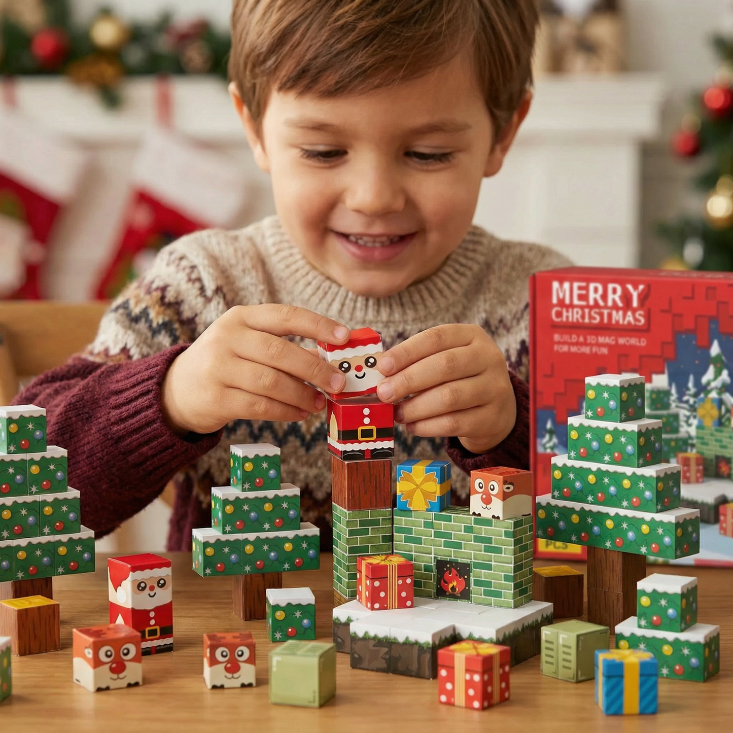 Weihnachtliche Magnet Würfel Bausteine
