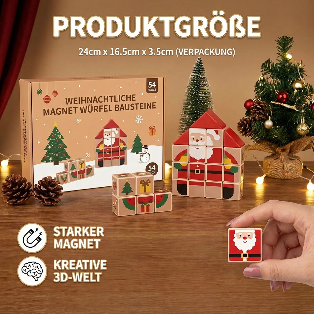 Weihnachtliche Magnet Würfel Bausteine