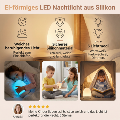 Ei-förmiges LED Nachtlicht aus Silikon